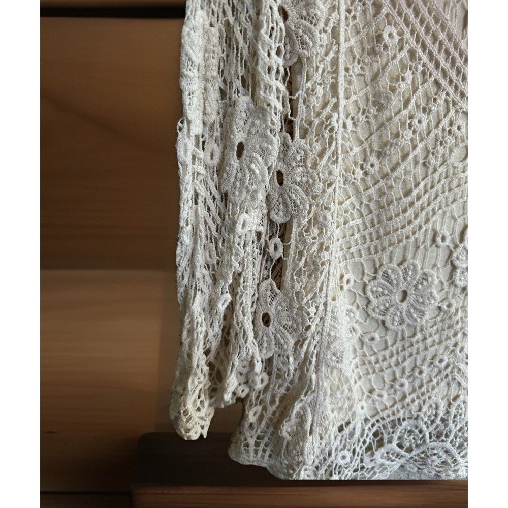 V Cristina Pink Ivory Ombre Crochet Top Small Vacation Boho Chic‎ Sweater Beach - Picture 4 of 9